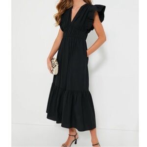 Tuckernuck Black Sutton Flutter Sleeve Maxi Dress